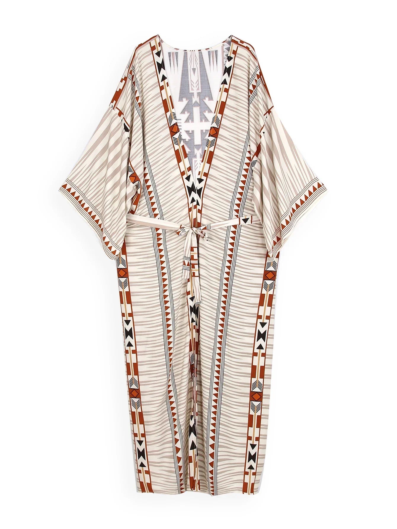 Jiska | Boho drukowana kimono plażowa kurtka