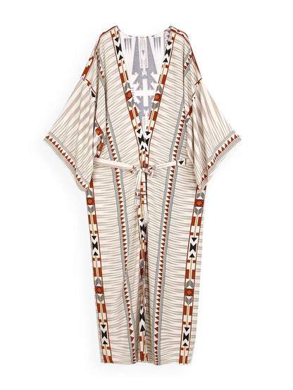 Jiska | Boho drukowana kimono plażowa kurtka