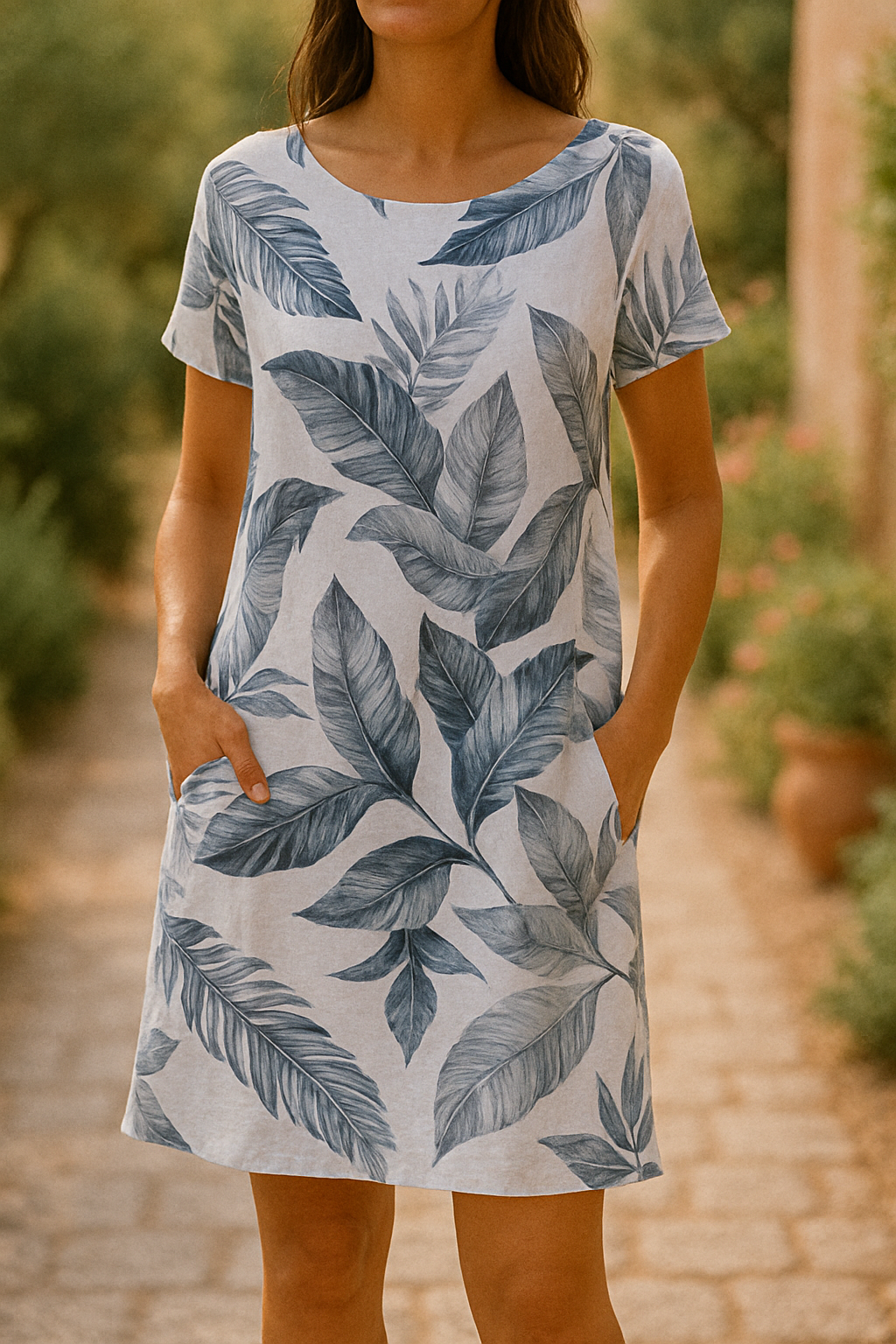 Ranya | Elegancka Sukienka z Bawełny i Lnu