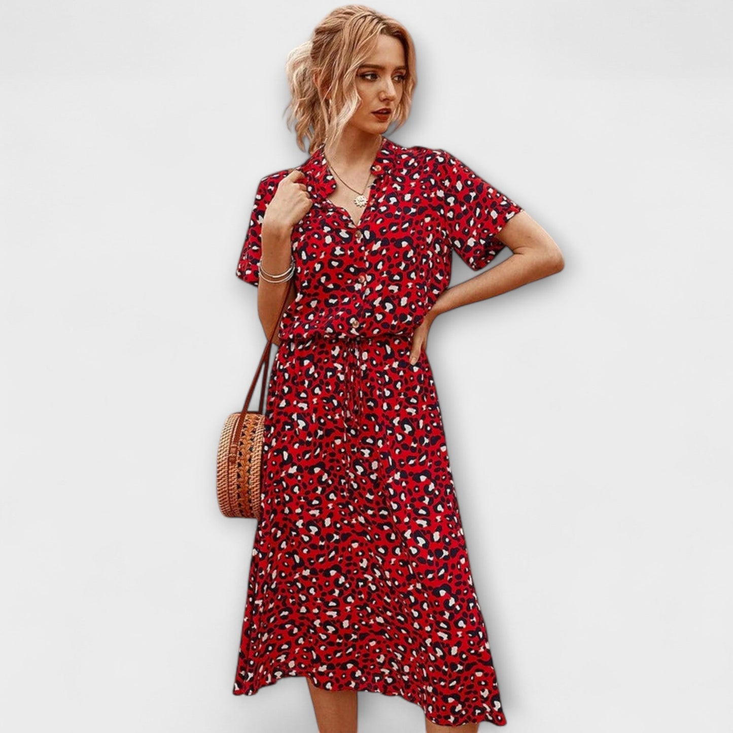Florine - Midi Sukienka z Eleganckim Krojem