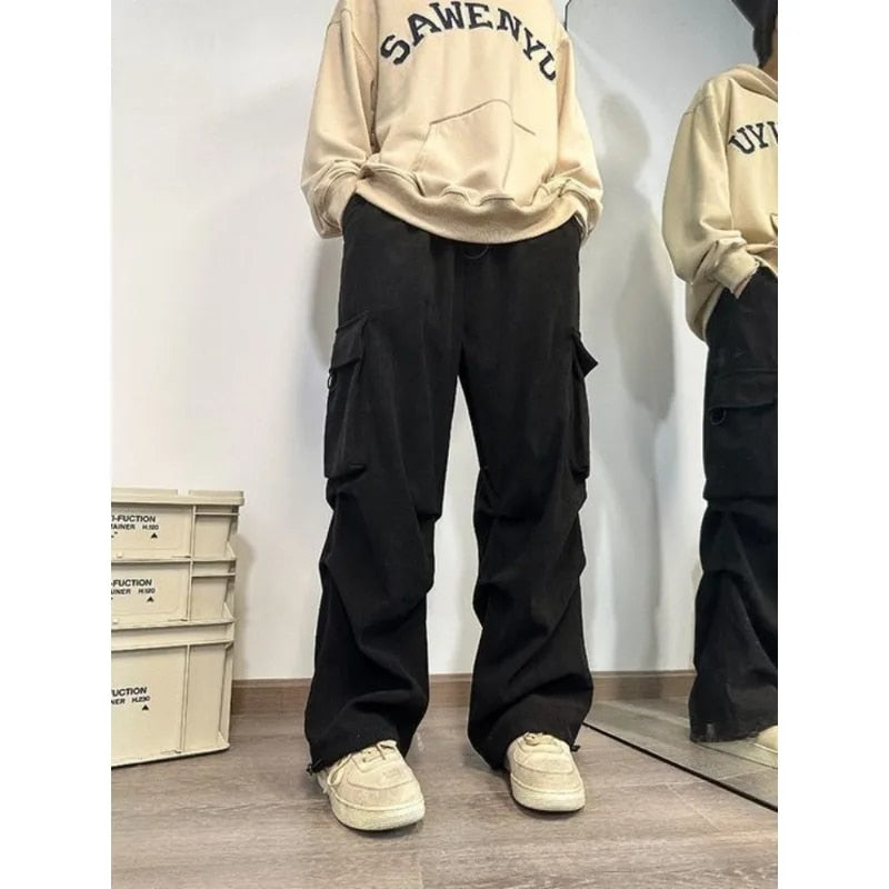 Alina - Spodnie cargo z korduroy w stylu Harajuku