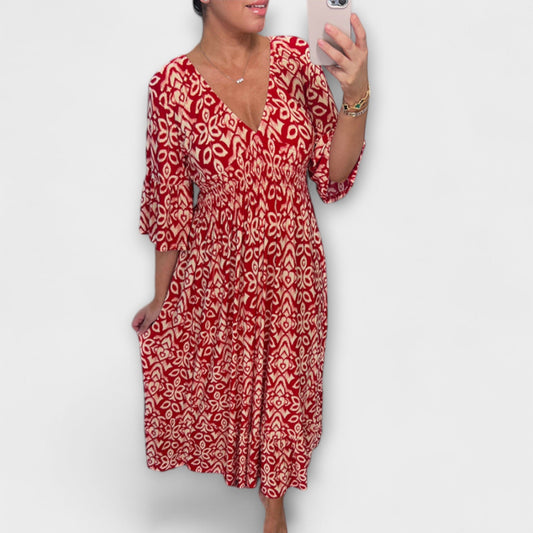 Jazlynn - Boho Sukienka w Kwiaty