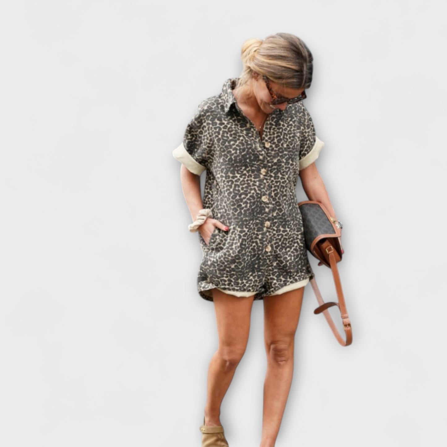 Nonette - Kombinezon Koszulowy w Panterkę