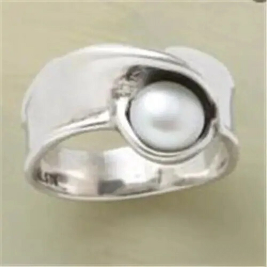 Pierścionek Retro Inlay Pearl