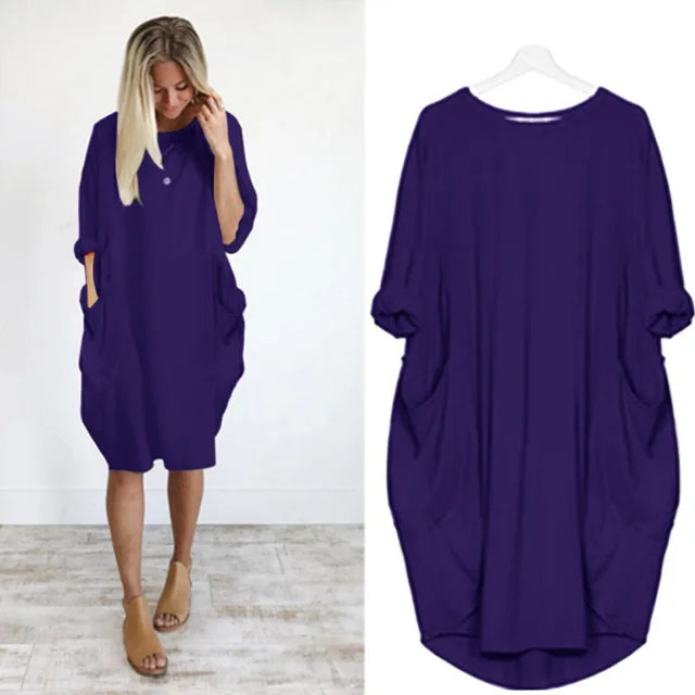 Caraf - Sukienka Maxi Plus Size z Kieszeniami