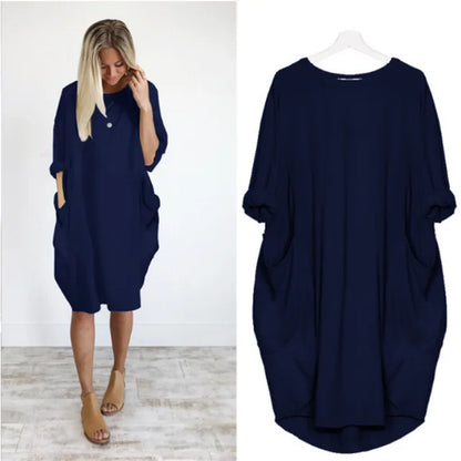 Caraf - Sukienka Maxi Plus Size z Kieszeniami