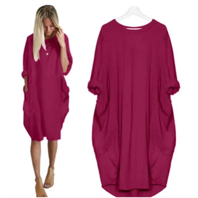 Caraf - Sukienka Maxi Plus Size z Kieszeniami