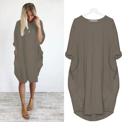 Caraf - Sukienka Maxi Plus Size z Kieszeniami