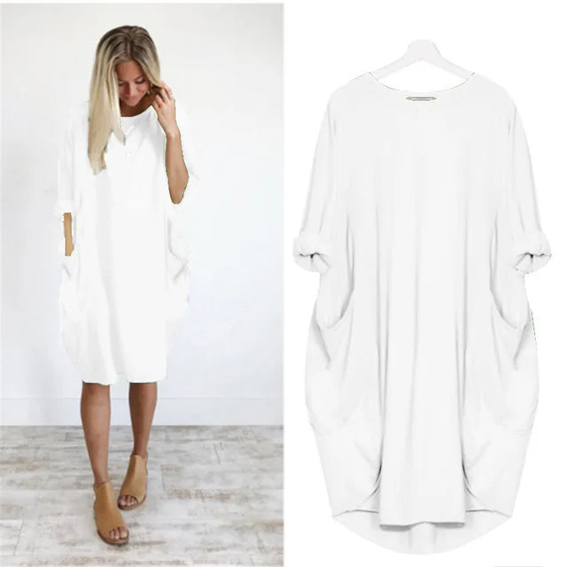 Caraf - Sukienka Maxi Plus Size z Kieszeniami