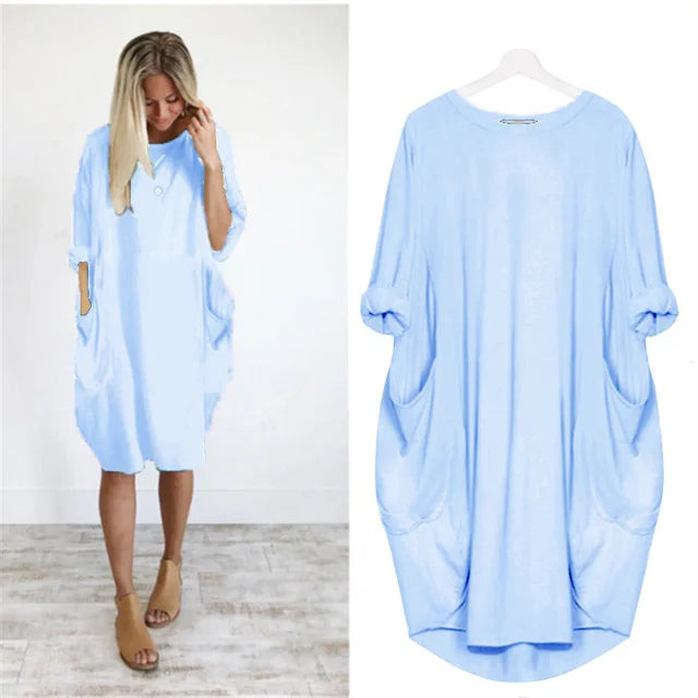 Caraf - Sukienka Maxi Plus Size z Kieszeniami