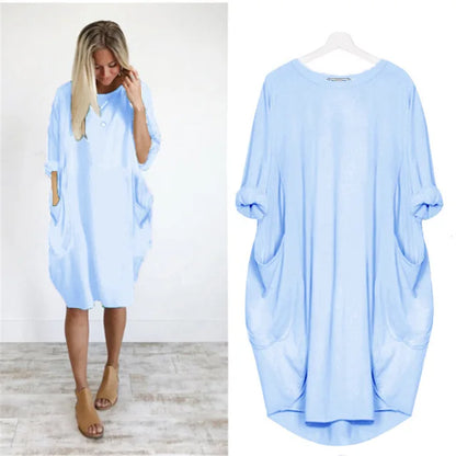 Caraf - Sukienka Maxi Plus Size z Kieszeniami
