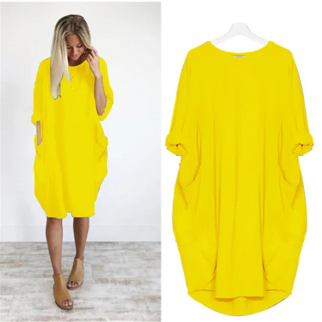 Caraf - Sukienka Maxi Plus Size z Kieszeniami