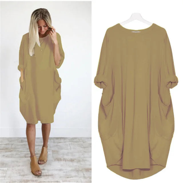 Caraf - Sukienka Maxi Plus Size z Kieszeniami