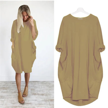 Caraf - Sukienka Maxi Plus Size z Kieszeniami