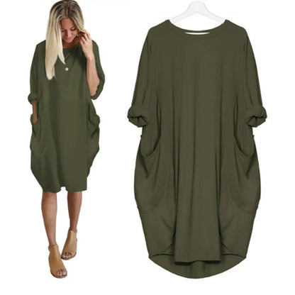 Caraf - Sukienka Maxi Plus Size z Kieszeniami
