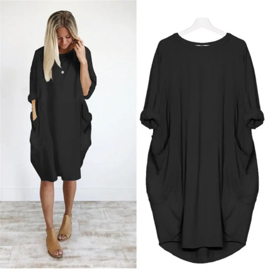 Caraf - Sukienka Maxi Plus Size z Kieszeniami