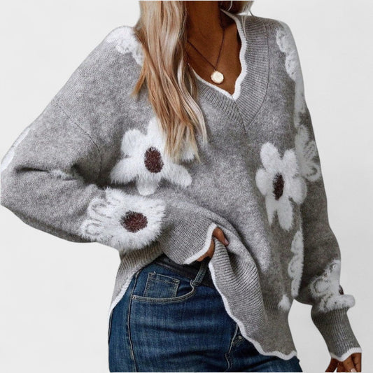 Elisa - Elegancki sweter z dekoltem w kształcie litery V