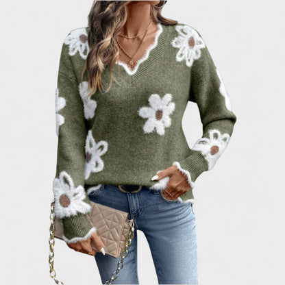 Elisa - Elegancki sweter z dekoltem w kształcie litery V