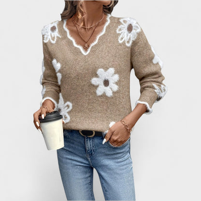 Elisa - Elegancki sweter z dekoltem w kształcie litery V