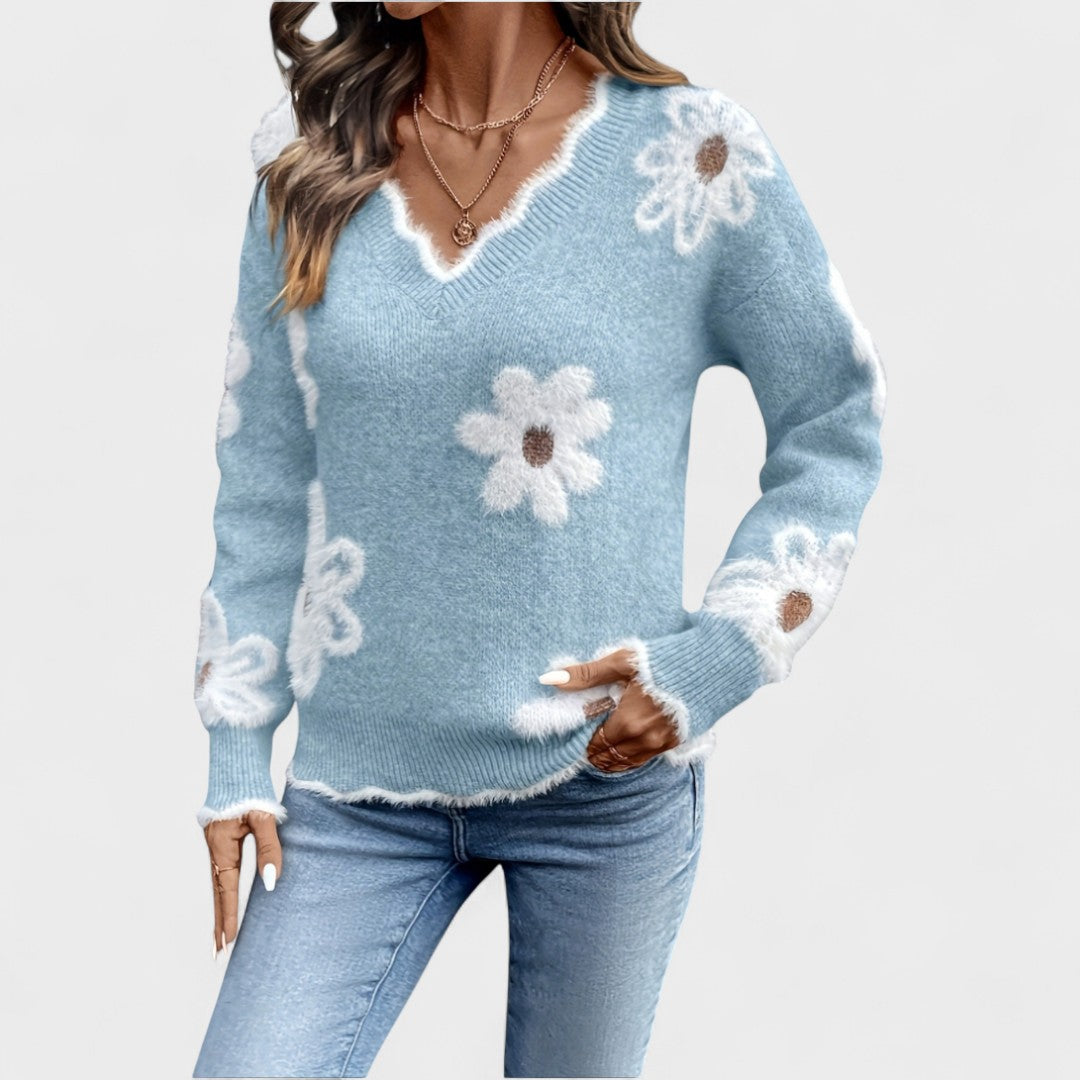 Elisa - Elegancki sweter z dekoltem w kształcie litery V