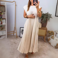 Florette | Elegancka plisowana sukienka z krótkim rękawem