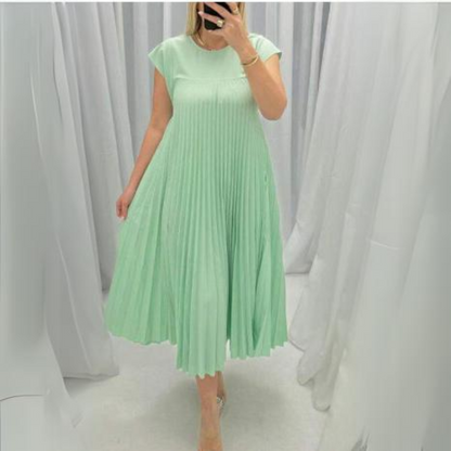 Florette | Elegancka plisowana sukienka z krótkim rękawem
