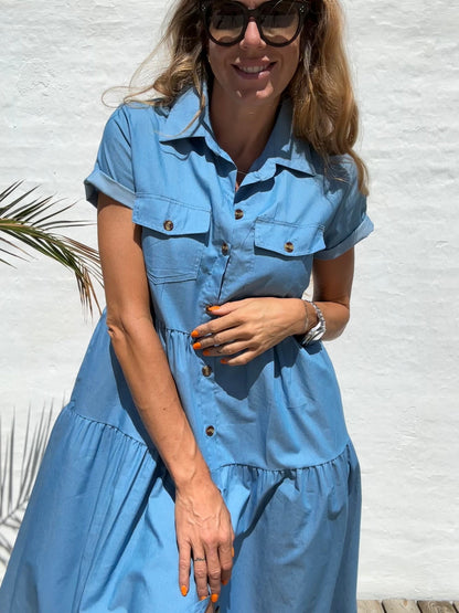 Skye | Długa sukienka z denimu