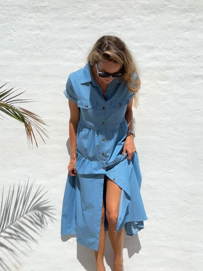 Skye | Długa sukienka z denimu