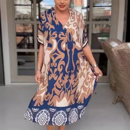 Boho Tunika z Printem – Luźny Krój