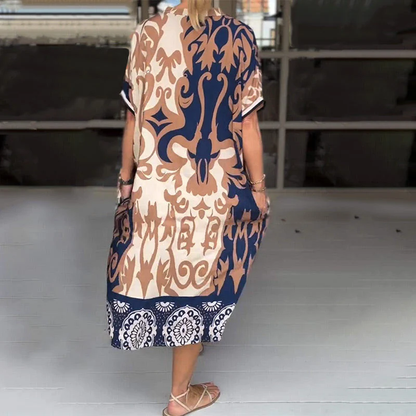 Boho Tunika z Printem – Luźny Krój