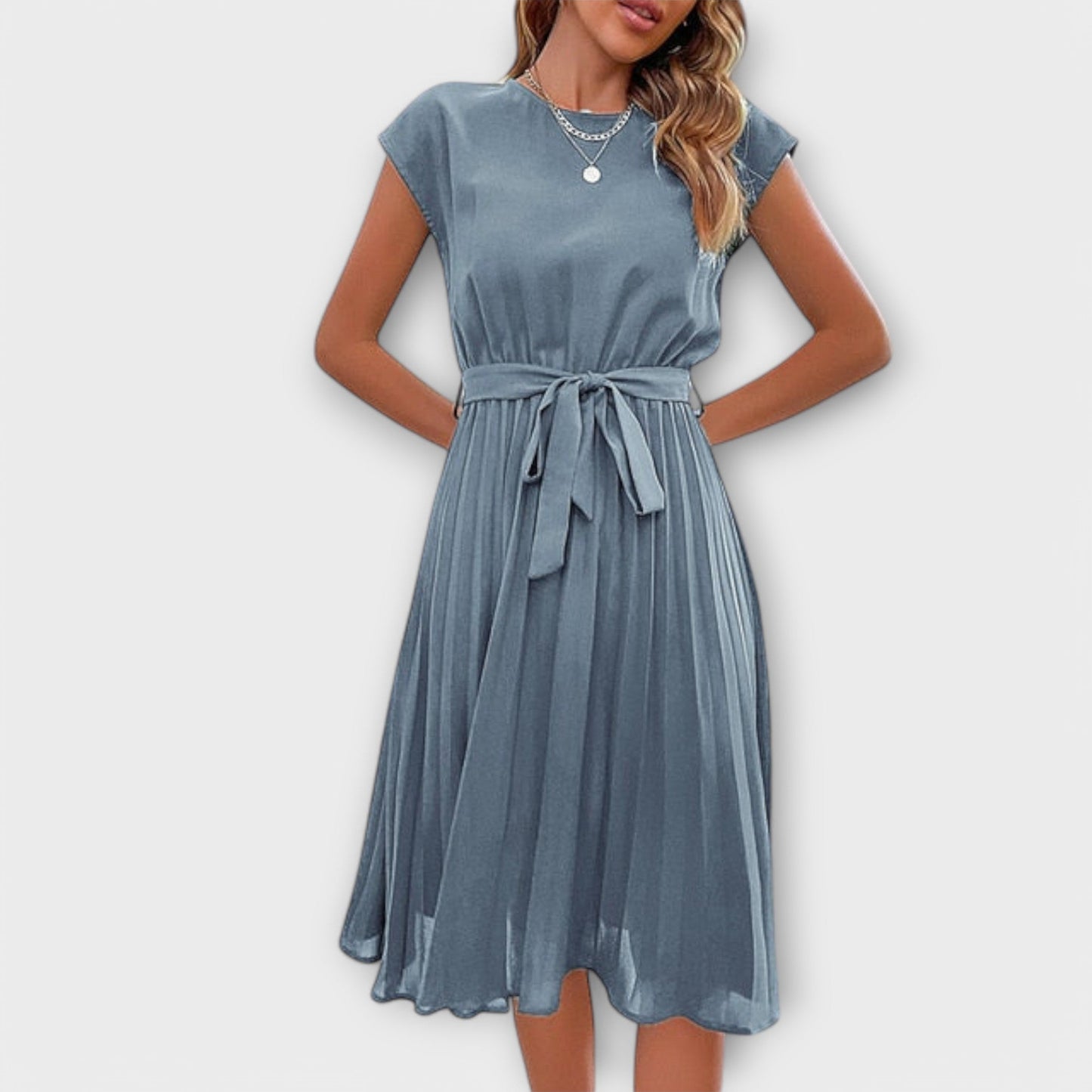 Claire - Krótki rękaw, plisowana, casualowa mini sukienka