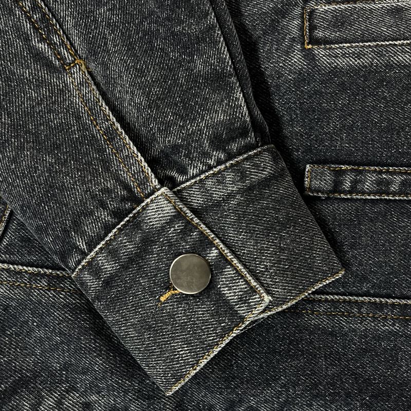 Kurtka jeansowa męska w stylu vintage z kołnierzem baseballowym i dopasowanym krojem – Hadrian