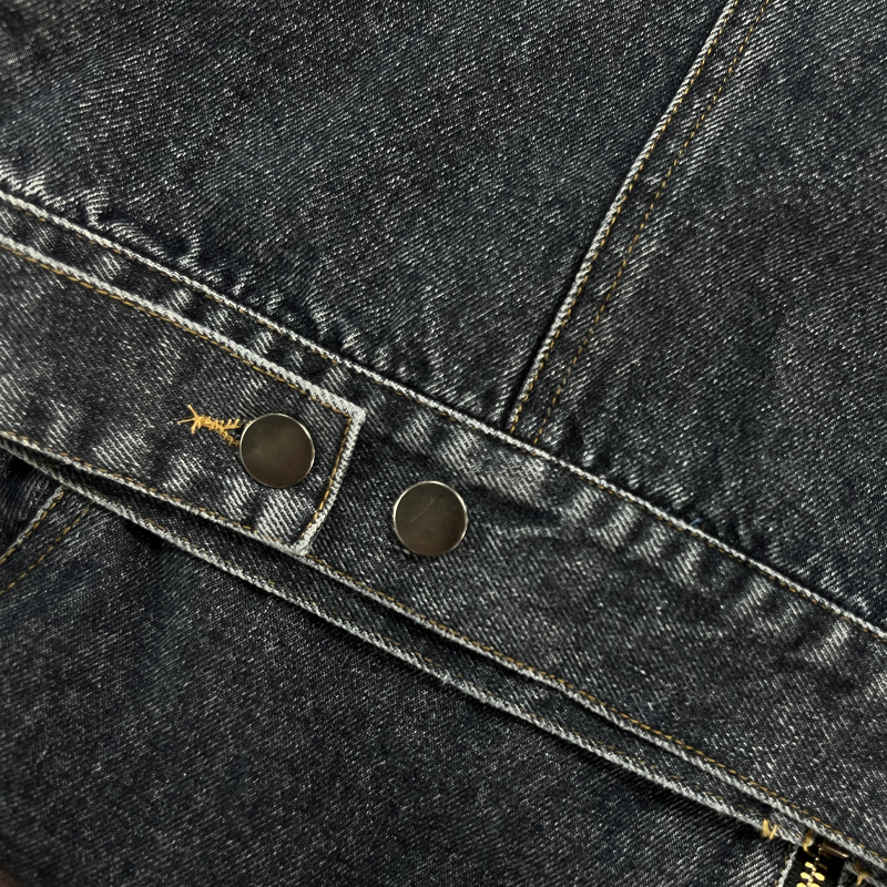 Kurtka jeansowa męska w stylu vintage z kołnierzem baseballowym i dopasowanym krojem – Hadrian