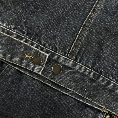 Kurtka jeansowa męska w stylu vintage z kołnierzem baseballowym i dopasowanym krojem – Hadrian