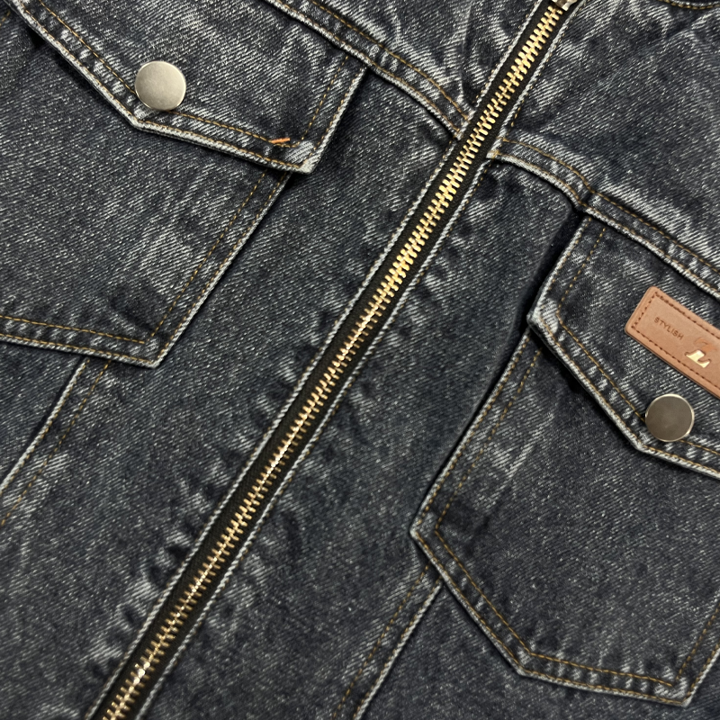 Kurtka jeansowa męska w stylu vintage z kołnierzem baseballowym i dopasowanym krojem – Hadrian