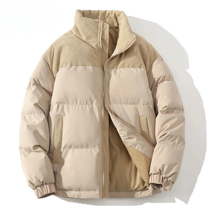 Kurtka puchowa męska - ocieplenie pikowane - luźny krój - zamek błyskawiczny z przodu