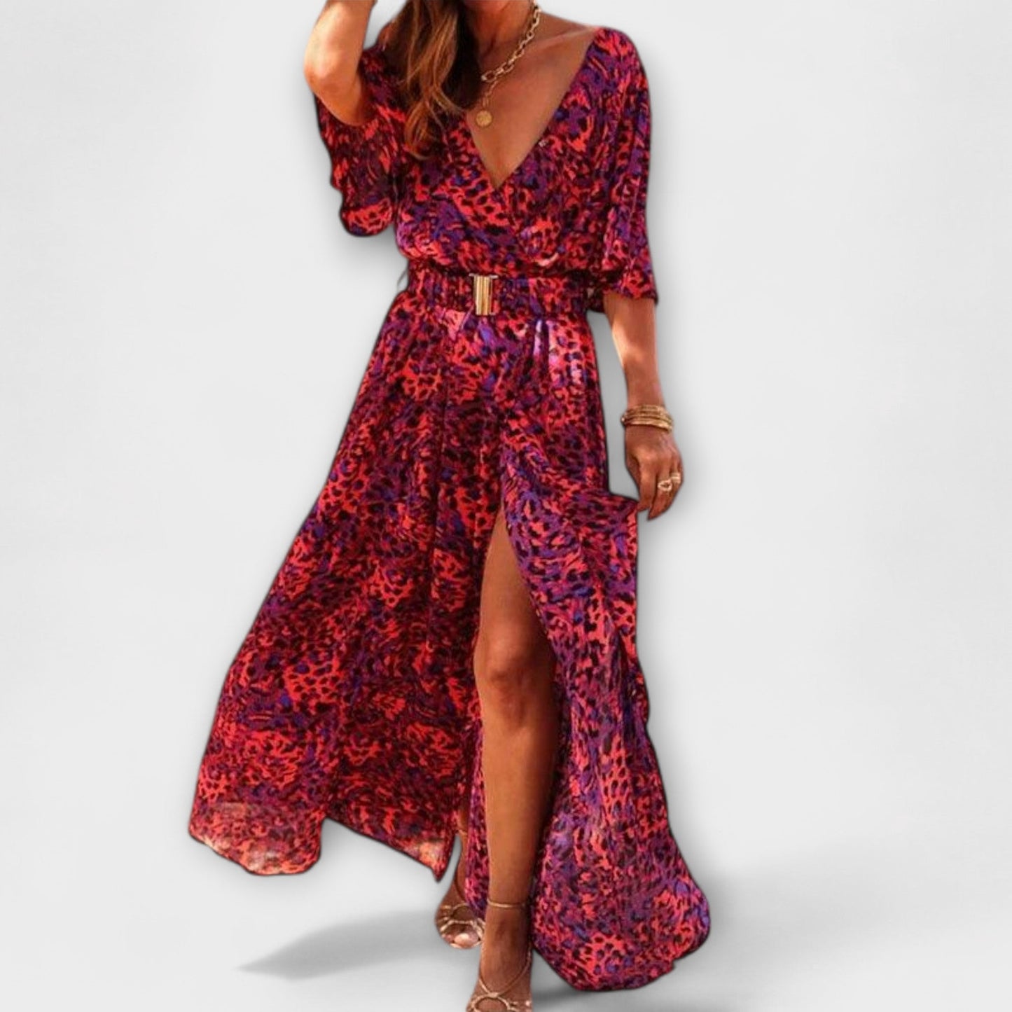 Sabrina - Długa Letnia Sukienka w Stylu Boho