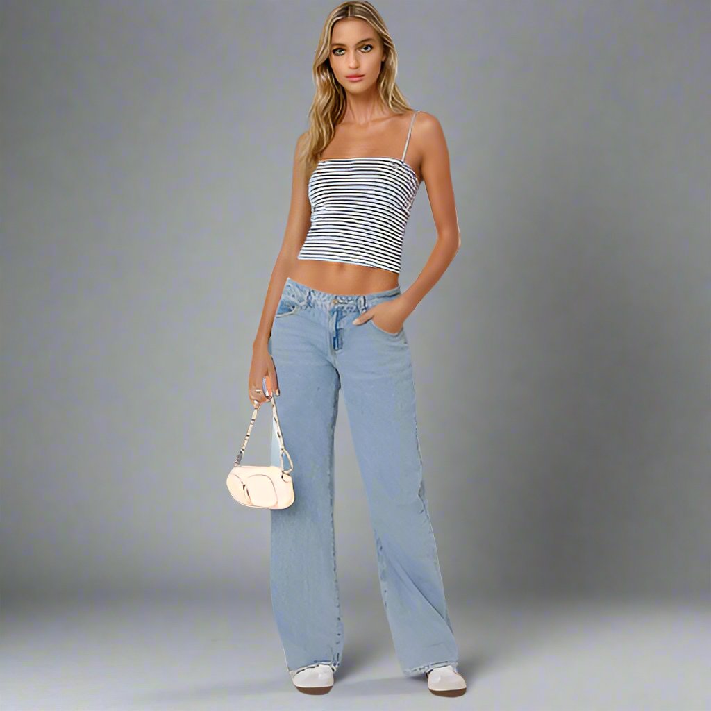Lara | Modne i wygodne dżinsy low-rise z elastycznego denimu