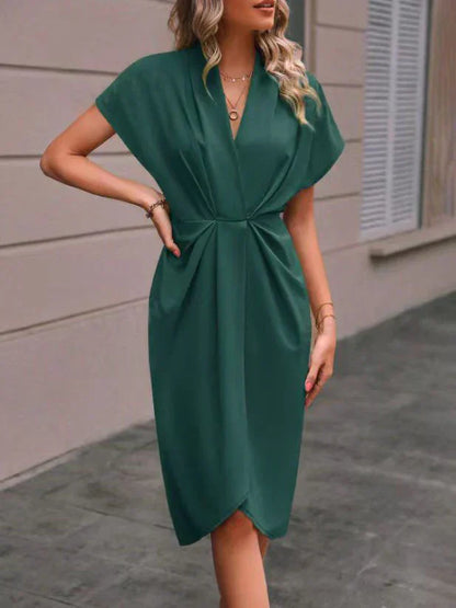 Serena - Czarne Midi Sukienka Wrap | Ponadczasowa Elegancja i Komfort