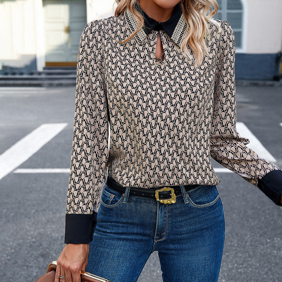 Casual top z kołnierzykiem