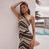 Sukienka damska – midi, bodycon, halter, geometryczne wzory