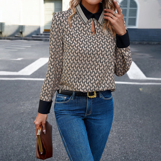Casual top z kołnierzykiem