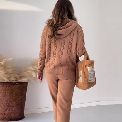 Casual sweter-vest z żakardowym wzorem, dwuczęściowy zestaw