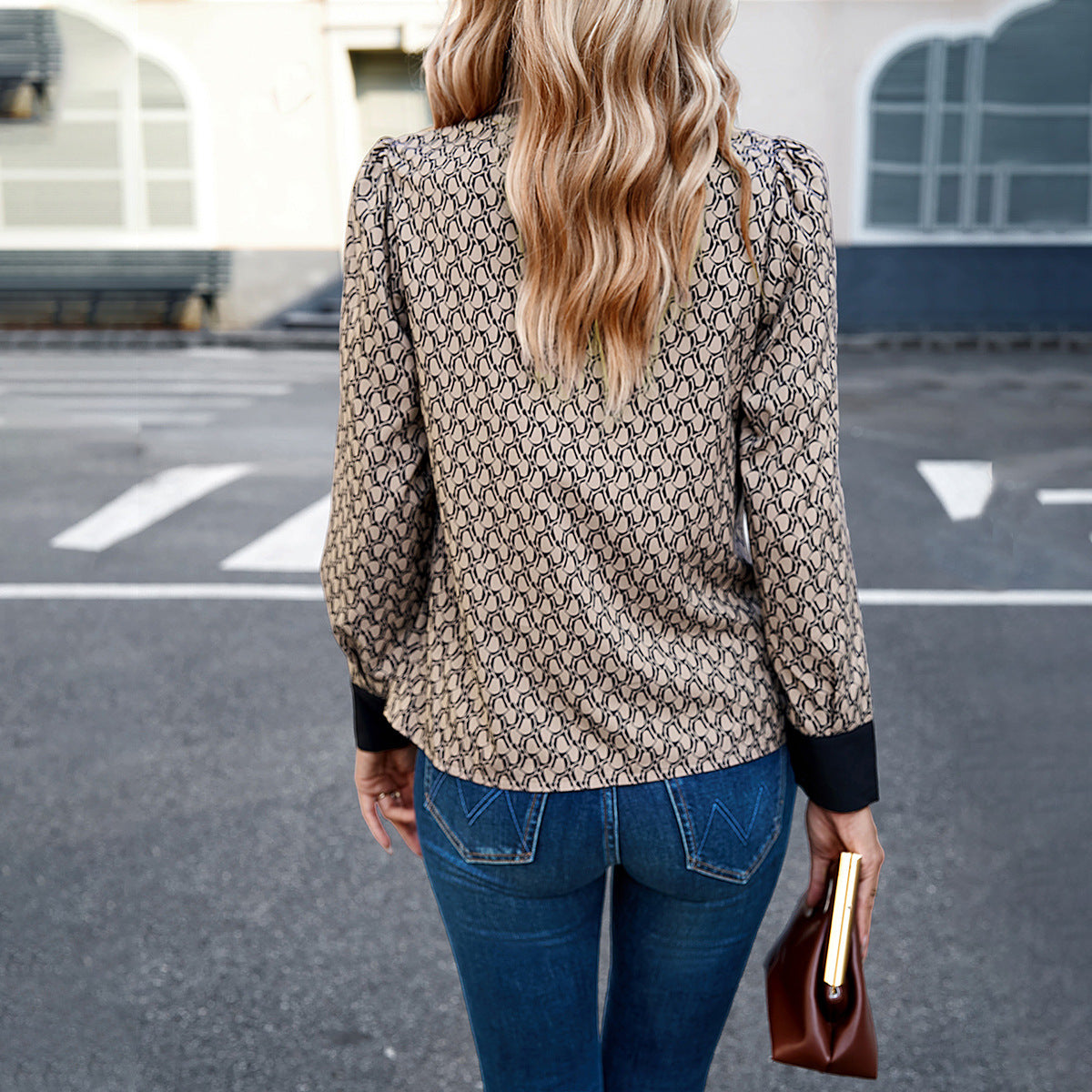 Casual top z kołnierzykiem