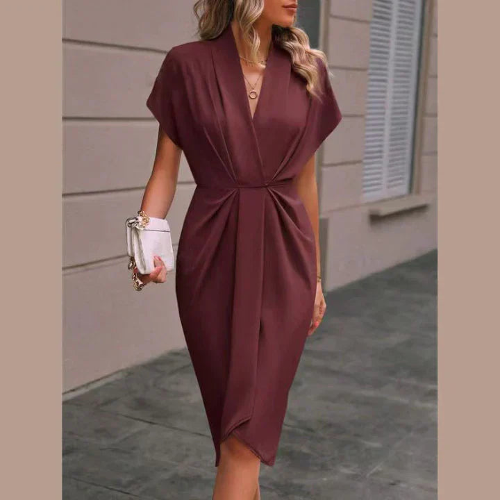 Serena - Czarne Midi Sukienka Wrap | Ponadczasowa Elegancja i Komfort