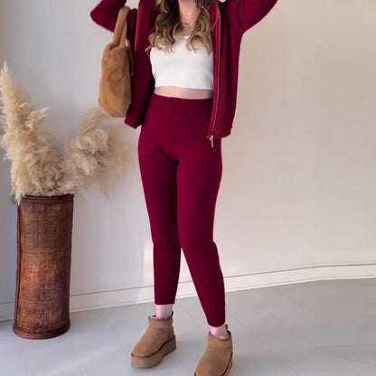 Casual sweter-vest z żakardowym wzorem, dwuczęściowy zestaw