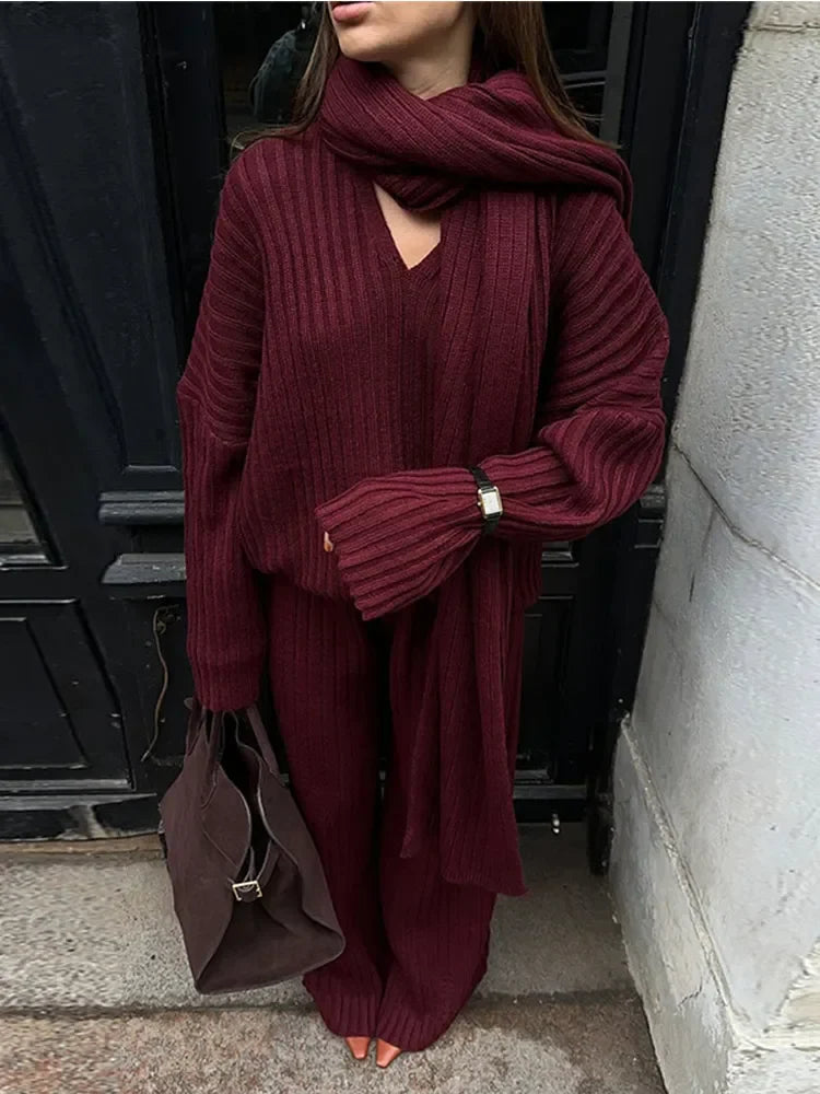 Katharina™ | Przytulny swetrowy zestaw w prążki