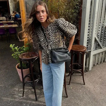 Josephine | Top damski z nadrukiem w panterkę i kokardą