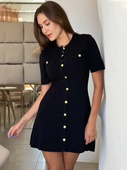 Melody™ | Elegancka sukienka mini z dzianiny z guzikami