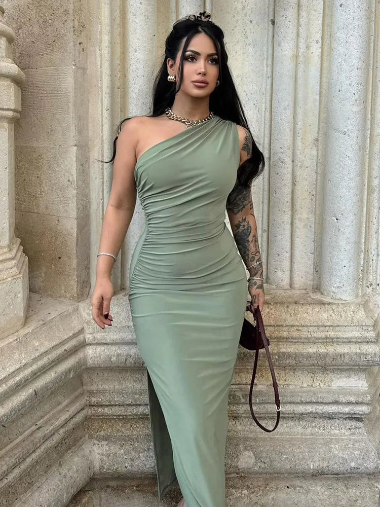 Anna™ | Asymetryczna Elegancja - Maxi Sukienka